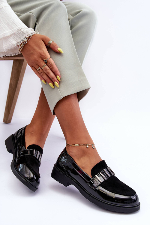 Lesklé Mokasíny S Ozdobou Černé SBarski HY317