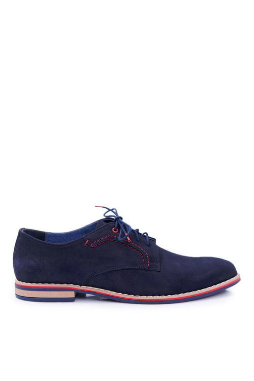 Pánske topánky Bednarek Elegantné kožené nubuck Navy Blue Pietro