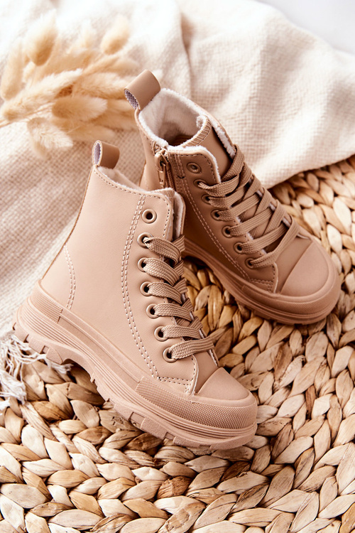 Dětské Kožené Zateplené Tenisky Béžové Bomi