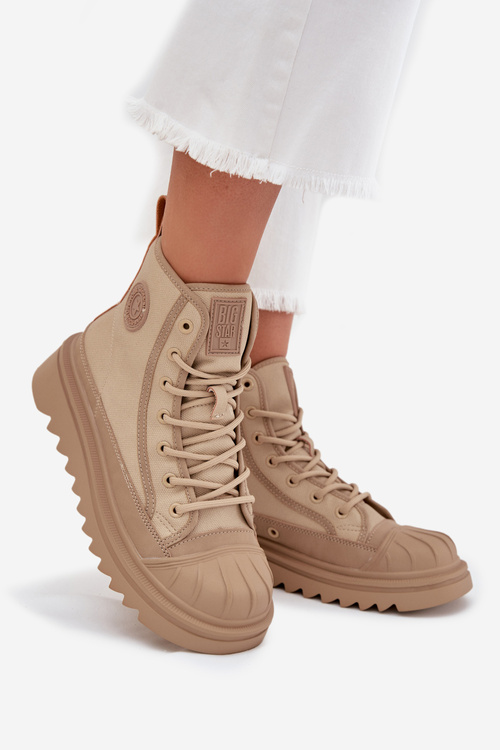 Vysoké Dámské Tenisky Zateplené Big Star OO274A356 Béžové