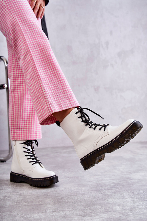 Dámské teplé boty z hadí kůže bílé Salma