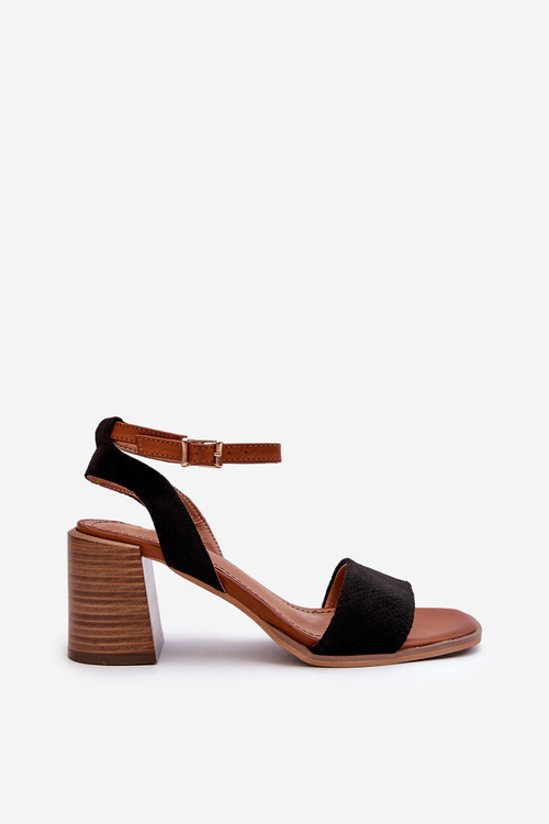 Dámske čierne sandále na opätku z ekokože Ronvia