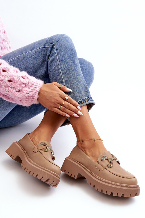 Dámské mokasíny s ozdobou tmavě béžové Gargi