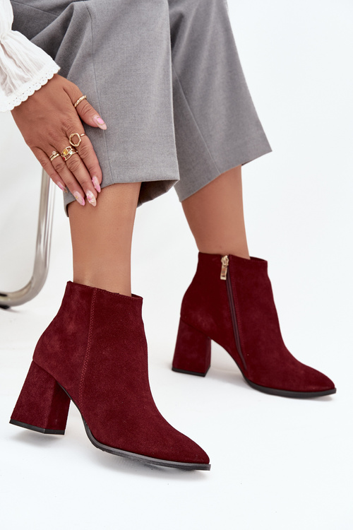 Dámské boty na podpatku se zlatým detailem Čokoládové Zazoo 3128