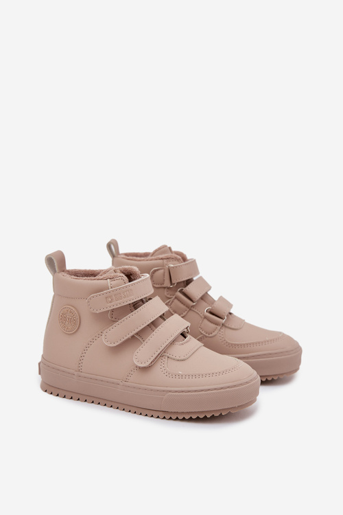 Zateplené boty sneakers dětské na suchý zip Big Star SS374072 béžové