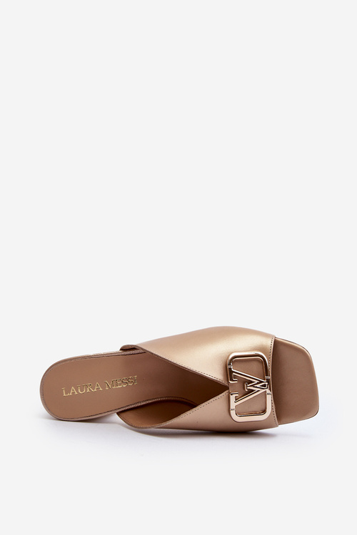 Elegantné dámske sandále na vysokom opätku Laura Messi 2771 zlaté