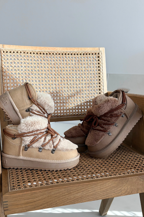 Dětské a mládežnické sněhule s kožešinou D Franklin DFSH370011 Béžové