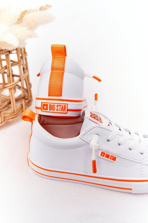 Dětské Kožené Tenisky BIG STAR HH374036 Bílé-Oranžové