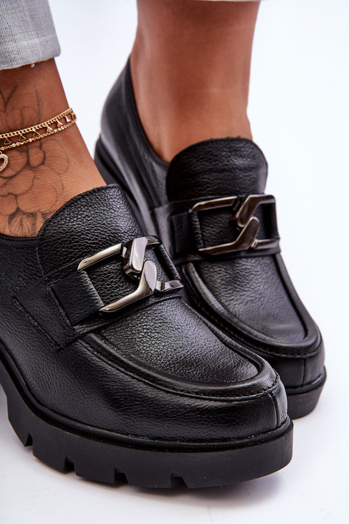 Elegantné topánky na stĺpe s dekoráciou čierny lemar Harmel