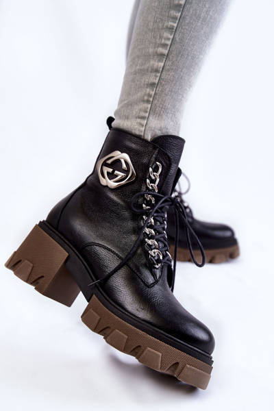 Kožené teplé boty se zipem černé Raynes