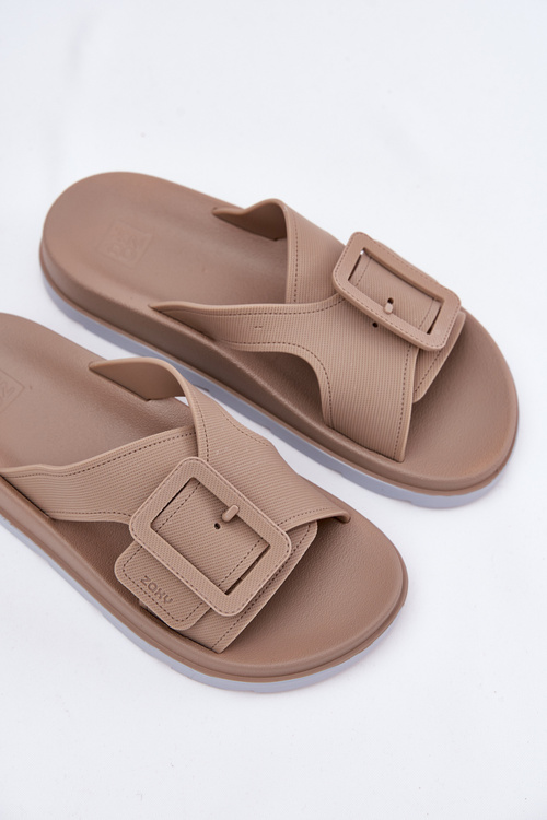 Vonné Dámské Pantofle S Dekorativní Přezkou Béžové ZAXY RR285076