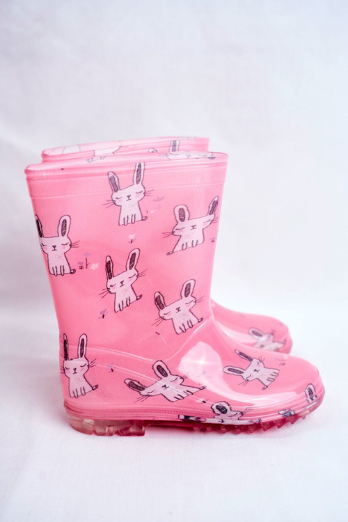 Detské gumové galoshes ružové zajačiky