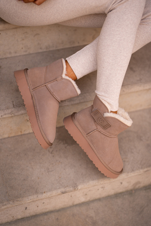 Kožené Semišové Snehule S Kožušinou Vinceza 97951 Béžové