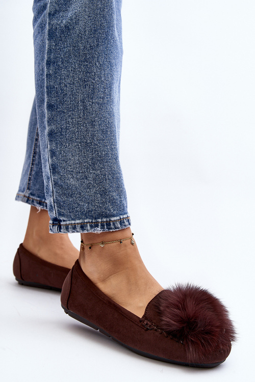 Dámské mokasíny s kožešinou hnědé Novas