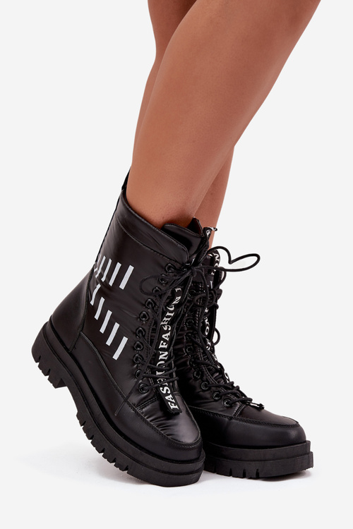 Dámske šnurovacie snehule Vinceza 23-34586 Čierne