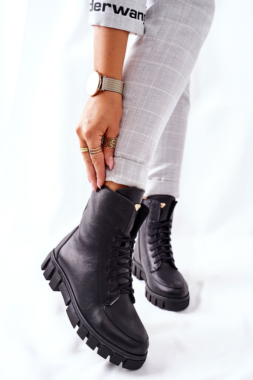 Dámské Kožené Kotníkové Boty Nicole 2673 Černé