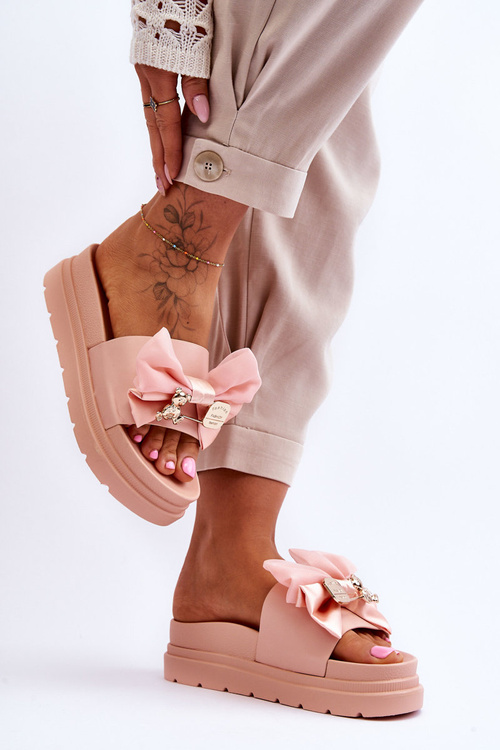 Pantofle S Mašlí A Medvídkem Světle růžová Suzy