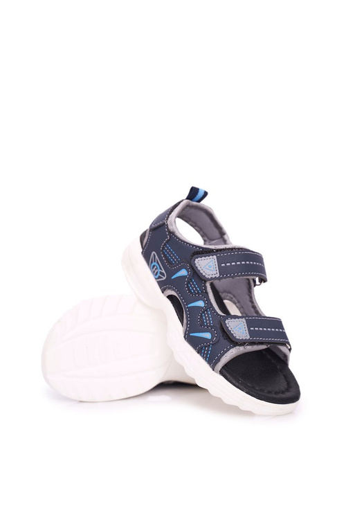 Detské mládežnícke chlapci sandále pre Pelgro Navy Blue Selcro