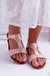 Dámské Sandály Ploché Růžové Verner