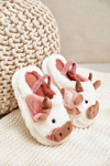Detské Chlpaté Papuče S Kravským Motívom Ružové Tamorrin