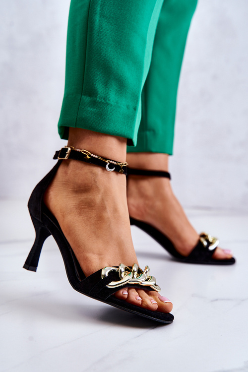 Semišové sandály na vysokém podpatku Laura Messi 2366 Černá