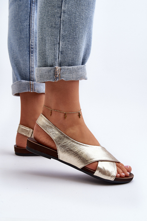 Zazoo 40407 Dámské kožené sandály Zlaté