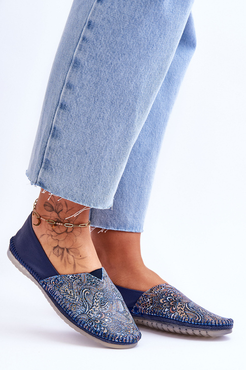 Dámska kožená balerinas Maciejka 01930-103 NAVY MODRE