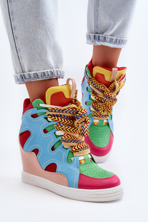 Dámské tenisky na podpatku multikolor leopard