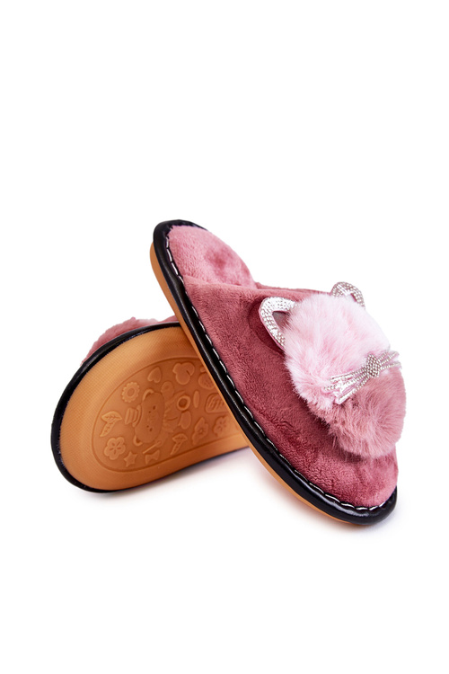 Detská papie s mačičkou a zirkónmi Tmavo ružovými kartismi