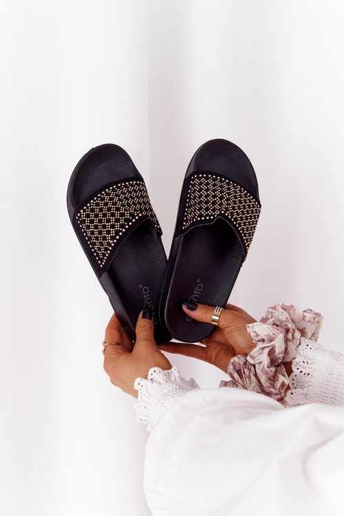 Black Tonya Rubber Flip -flops s flitrami
