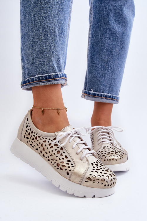 Kožené topánky na plošine béžovej hypnózy lemar