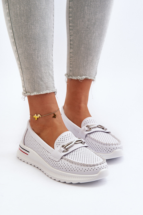 Biele dámske kožené mokasíny Veridinna