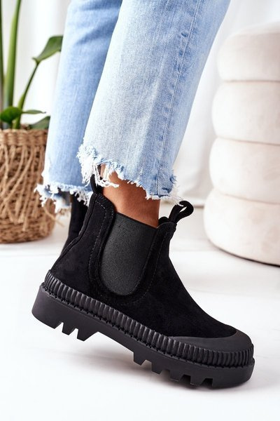 Suede Workers on the Black Come With Me Platform