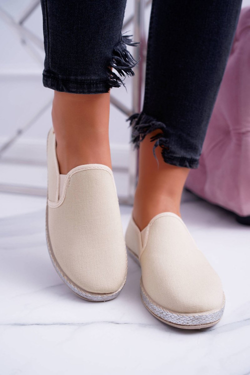 Materiálne dámske tenisky espadrilles beige terri