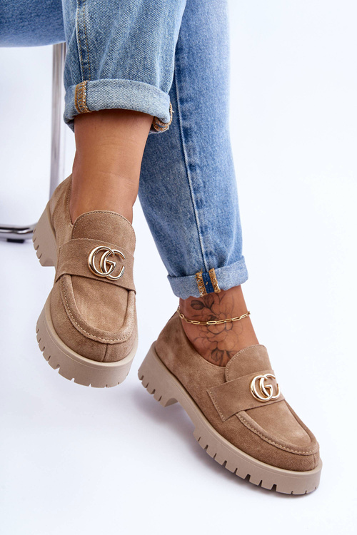 Dámske semišové topánky s dekoráciou Beige Rosefalls