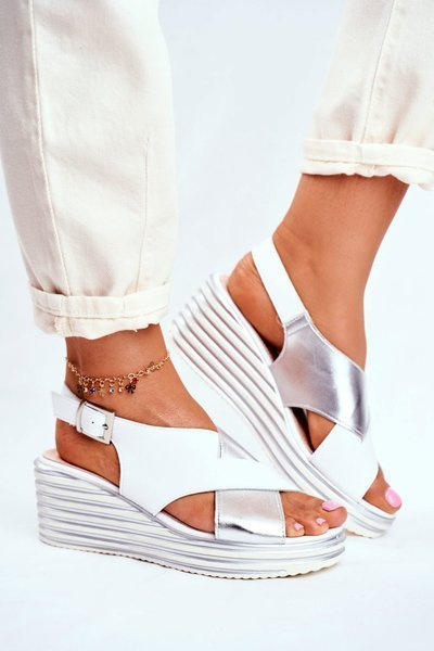 Dámské Sandály Na Klínu Sergio Leone Bílé SK328