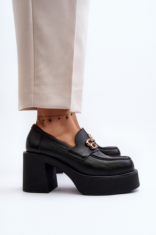 Zazoo 20170 Kožené Dámske Topánky na Podpätku Čierne