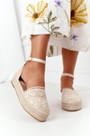 Čipky espadrilles na spletenej platforme Beige Larisa