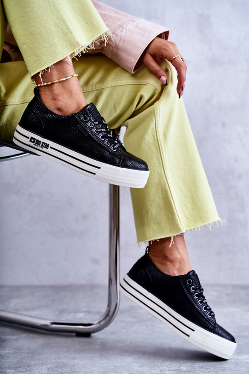 Nízka dámska veľká hviezda KK274015 Čierne tenisky