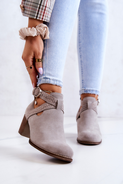 Kožené topánky s rezom na stĺpikovej šedej axelle