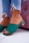 Elegantné ženské žabky na blok Green Valencia Suede Block