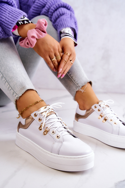 Kožené športové topánky na platforme White Mary Ann