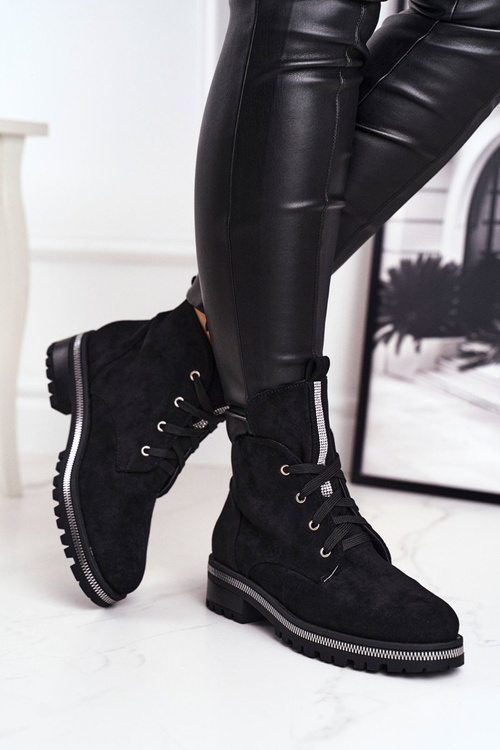 Dámské Kotníkové Boty Eko Semiš Černé Hundret Percent