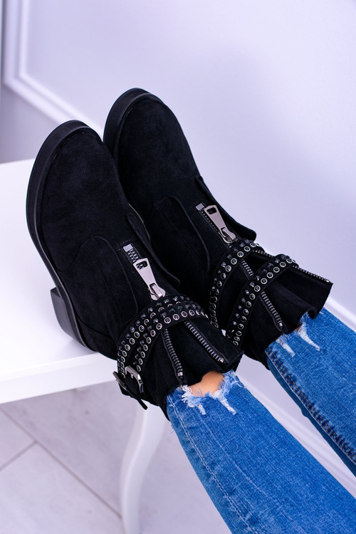 Lu Boo Black Dámske topánky zips rafell