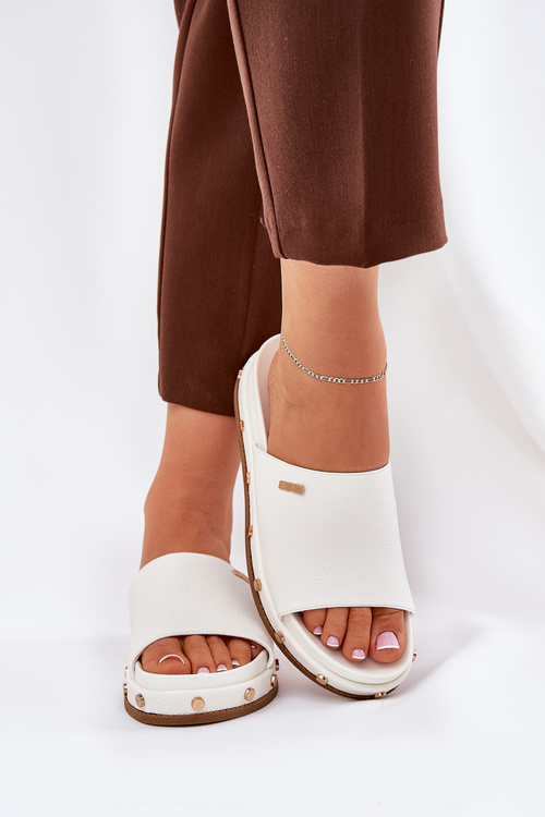 Dámské Pantofle Na Platformě S Hřebíky Big Star RR274216 Bílé