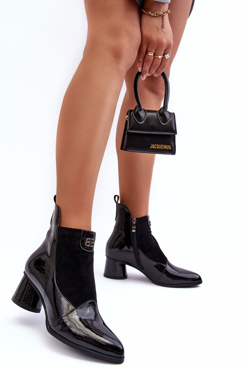 Kožené boty na podpatku SBarski MR870-96 Černé