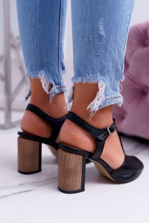 Kožené dámské sandály vysoké podpatky Maciejka 04117