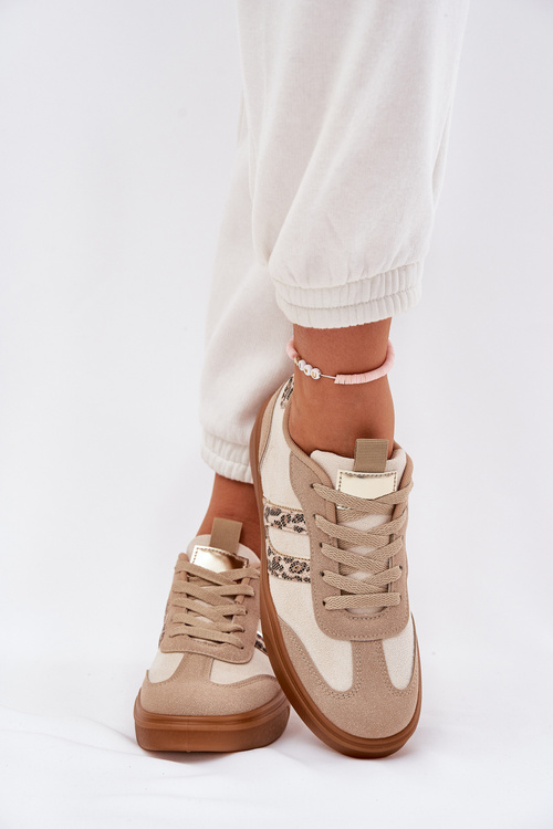 Dámske tenisky z eko semišu s leopardím vzorom béžové Satylies