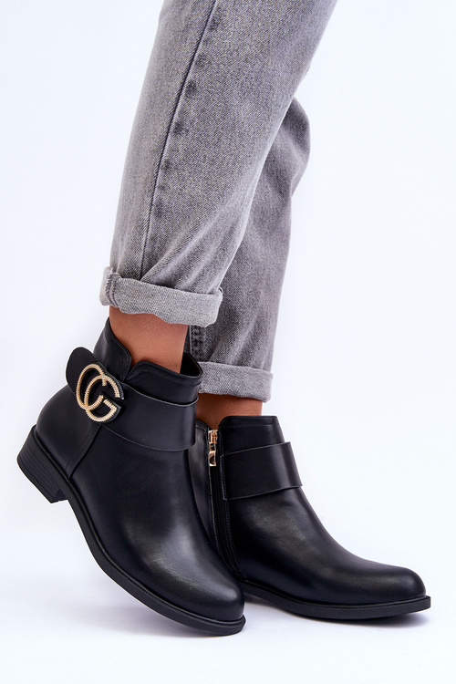 Čierne topánky Galos s dekoráciou