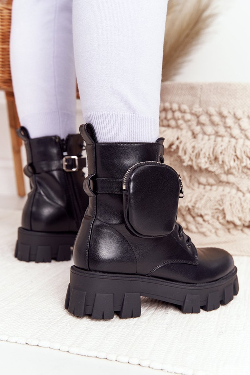 Kotníkové Boty S Podrážkou S Kabelkou Černé Saturday